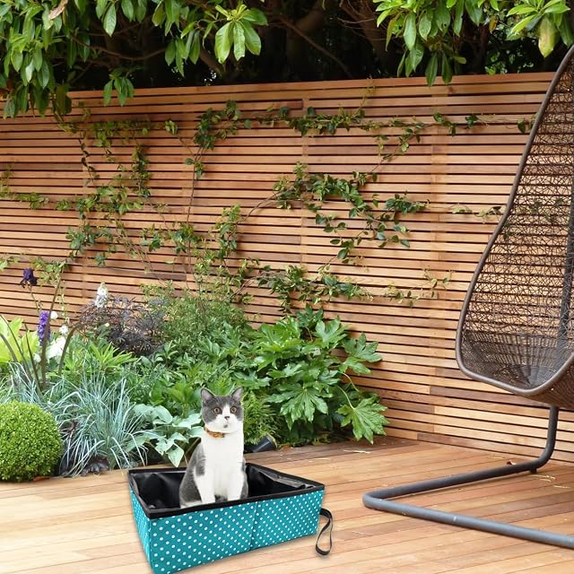 Foto 6 de 7 de Caja de Arena para Gatos de Viaje Plegable, Arenero de Viaje para Gatos Portátil, Impermeable