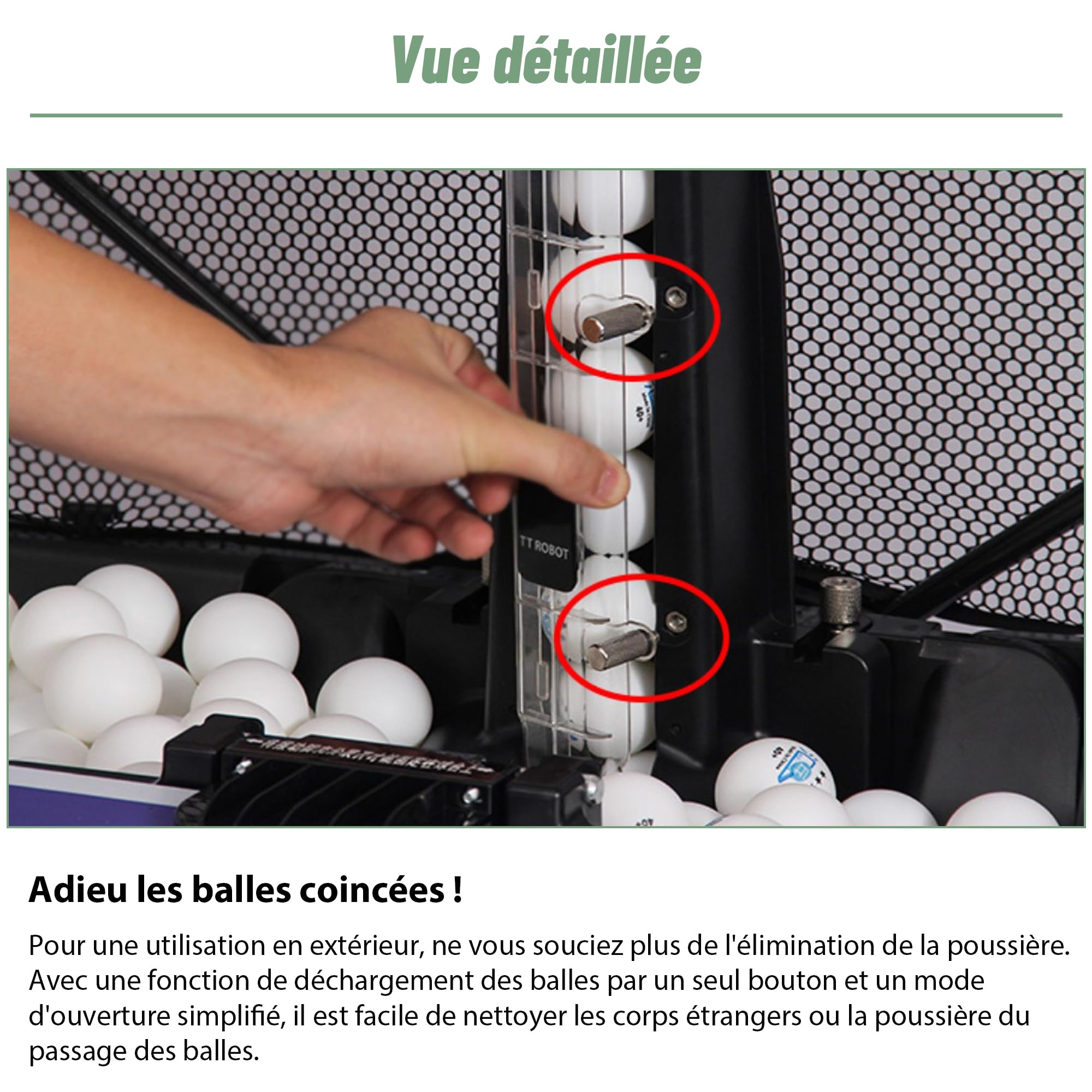 Robot Tennis de Table avec Filet 50W Robot Ping-Pong Robot Lanceur de Balles de Tennis de Table Machine Automatique de Balle Ping-Pong Robot 30-85 Balles/Minute pour l'Entraînement