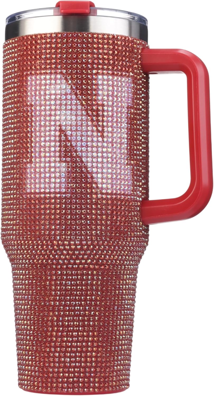 The Memory Company Officially Licensed 40oz TC Bling Game Day Tumbler with Vintage Logo, University of Nebraska, Lincoln