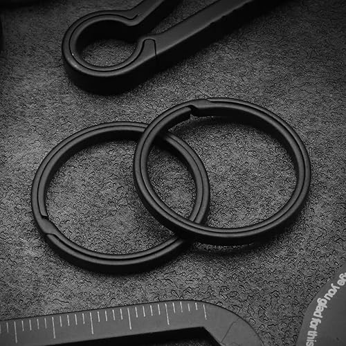Miniatura 7 de Llavero de empuje lateral de titanio negro para mosquetón de liberación rápida EDC anillos divididos para llaveros resistentes
