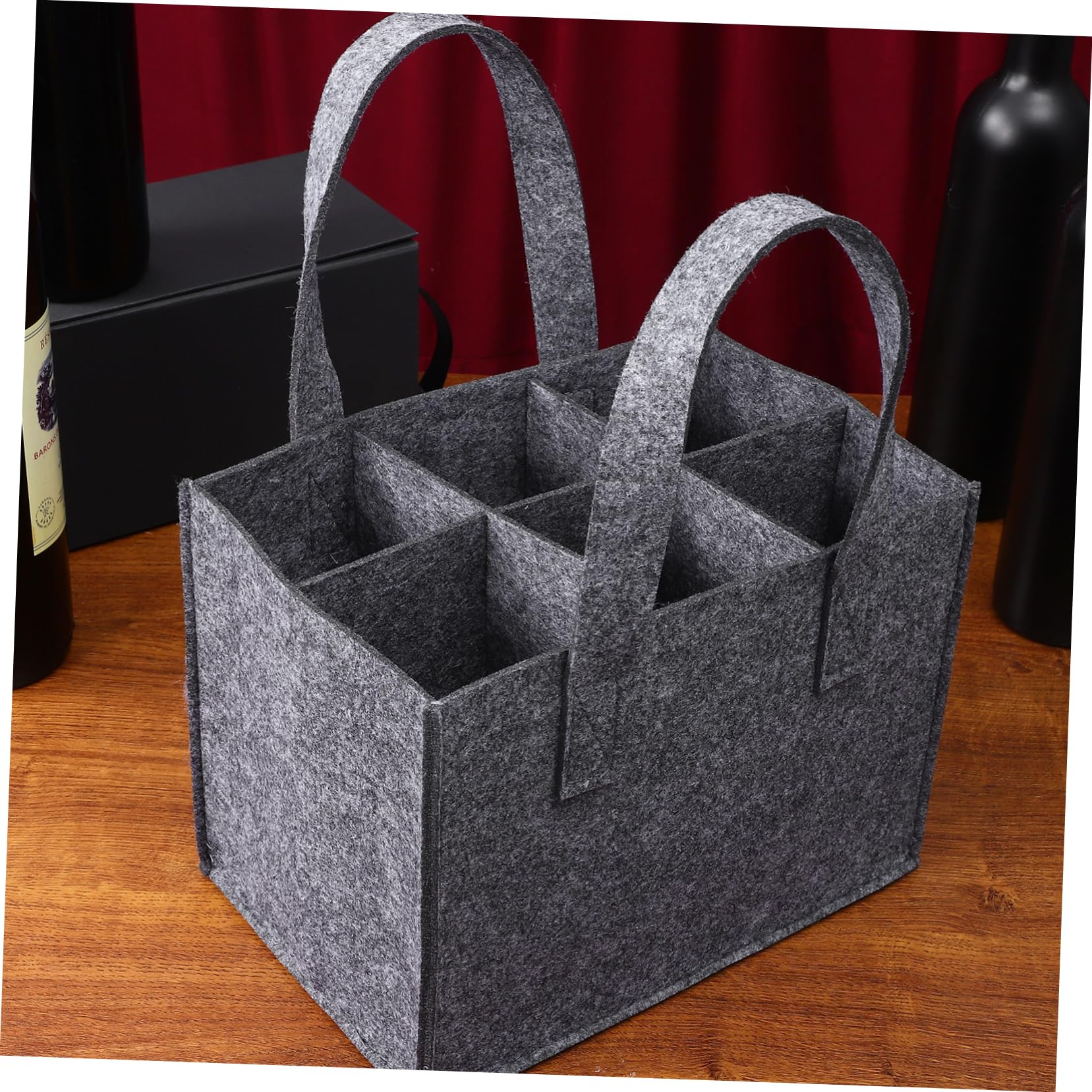 Weintasche für 6 Flaschen aus Filz 4 Stück mit Tragegriff | 24 X 16x16cm, Geeignet für Picknick und Einkauf, Mehrfach Verwendbar, Komfortabel zu Tragen