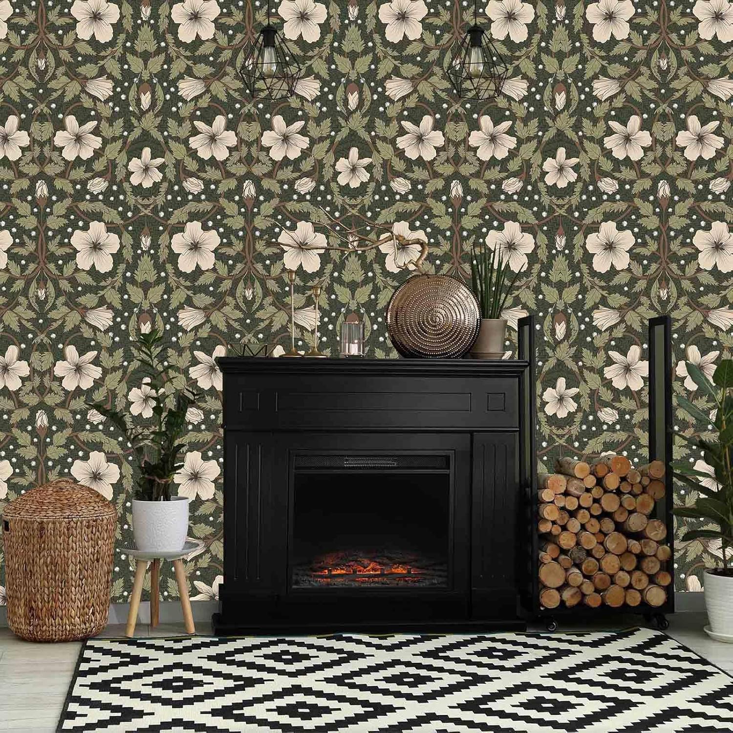 Vintage William Morris Floral Leaf Peel and Stick Wallpaper Art Deco Victorian Self Adhesive Removable Contact Paper for cabinets Bathroom and Bedroom Wallpaper 17.7"x78.7"