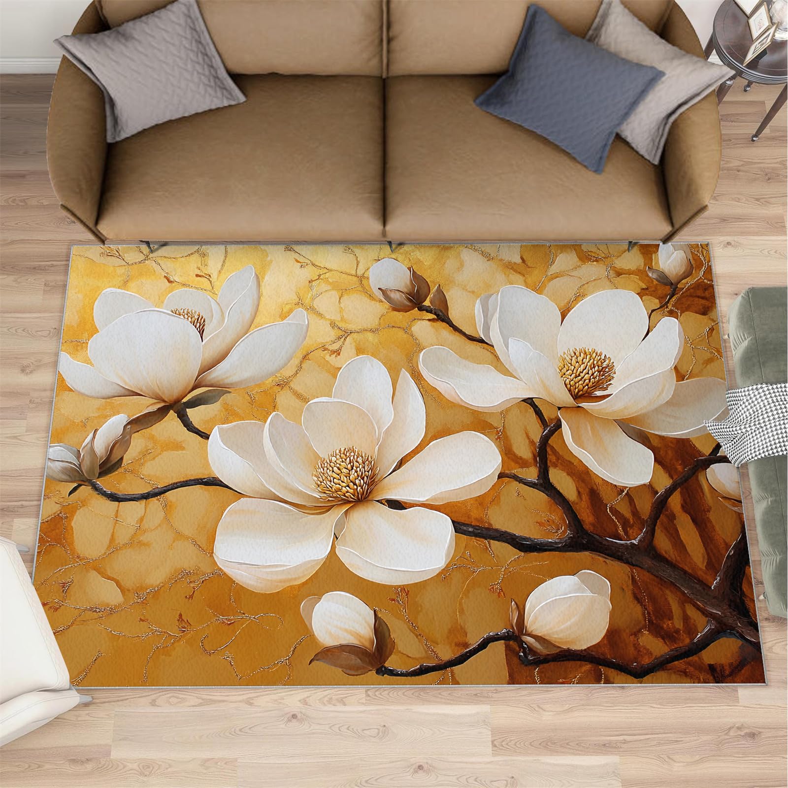 Tapis de salon cosy Magnolia pour sublimer votre décoration d'intérieur lavable