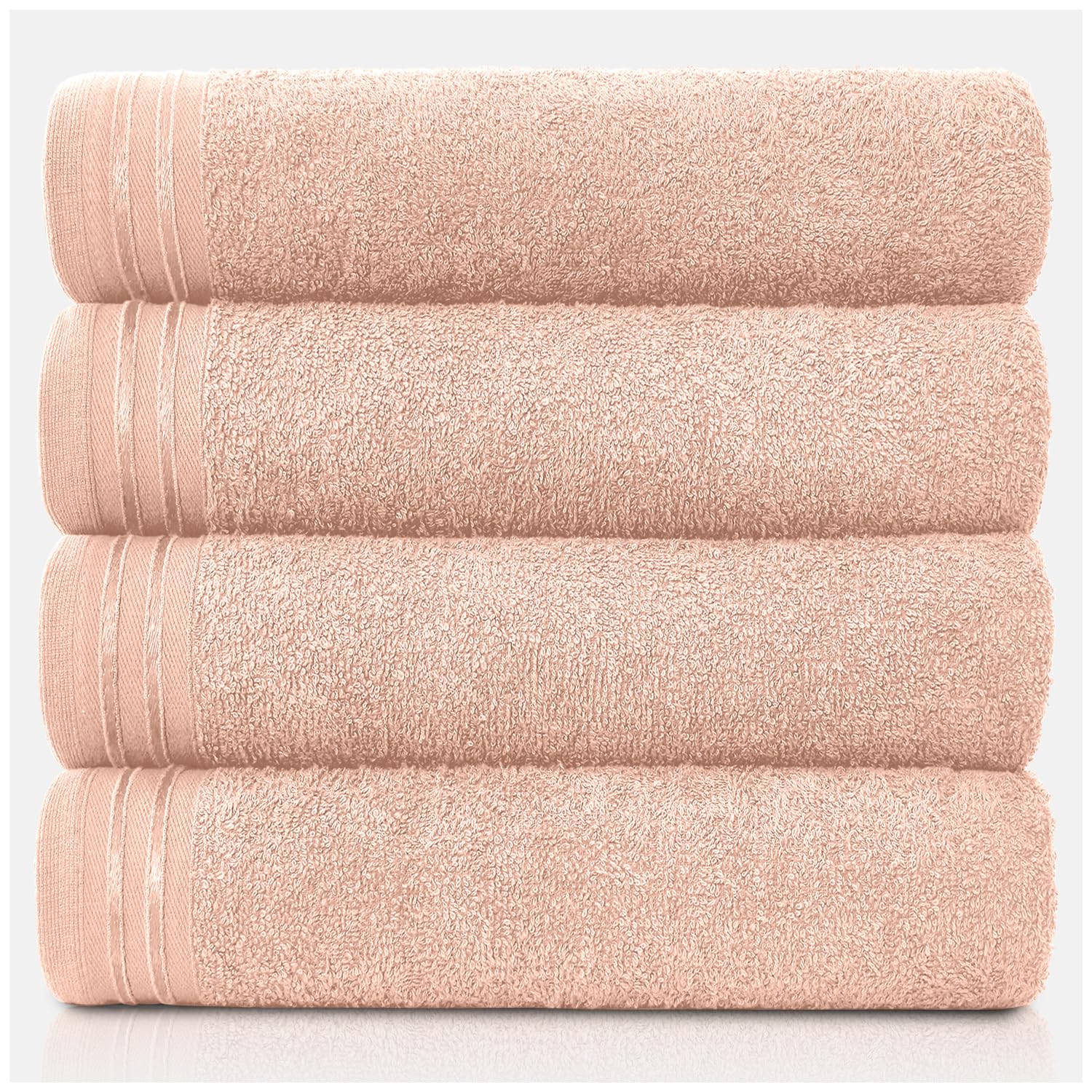 Gc Gaveno Cavailia Peach Large Towels Bath Sheet - Highly Absorbent Egyptian Cotton Towel Set - 4 Pack Extra Soft Large Bath Towel - Quick Dry Bath Sheets - 450 Gsm Washable Towels, 75X135 Cm