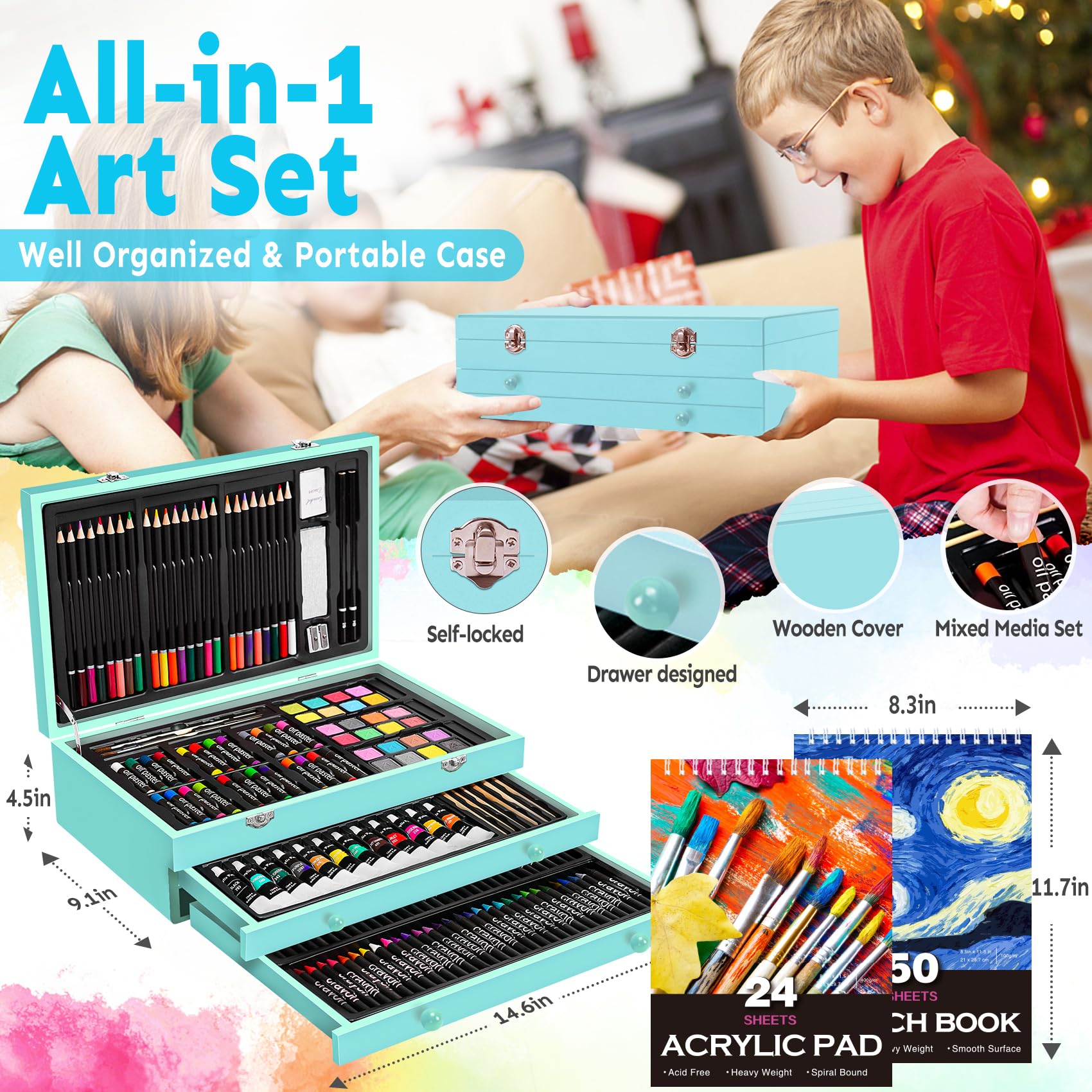 First Impressions Complete Kids Art Set, 78 Piece Non-Toxic with Case