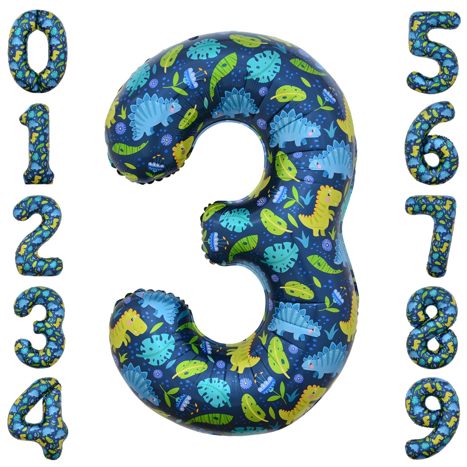 40 Inch Number 3 Dinosaur Balloon Dinosaur Birthday Decorations 3 Year Old Boy Party Supplies Number 3