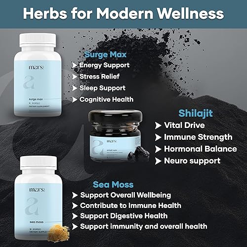 Miniatura 2 de mars by GHC Performance Plus Combo Tapas Surge Max, Resina Shilajit pura del Himalaya, Shilajit natural con tapas de semillas negras y tapas de