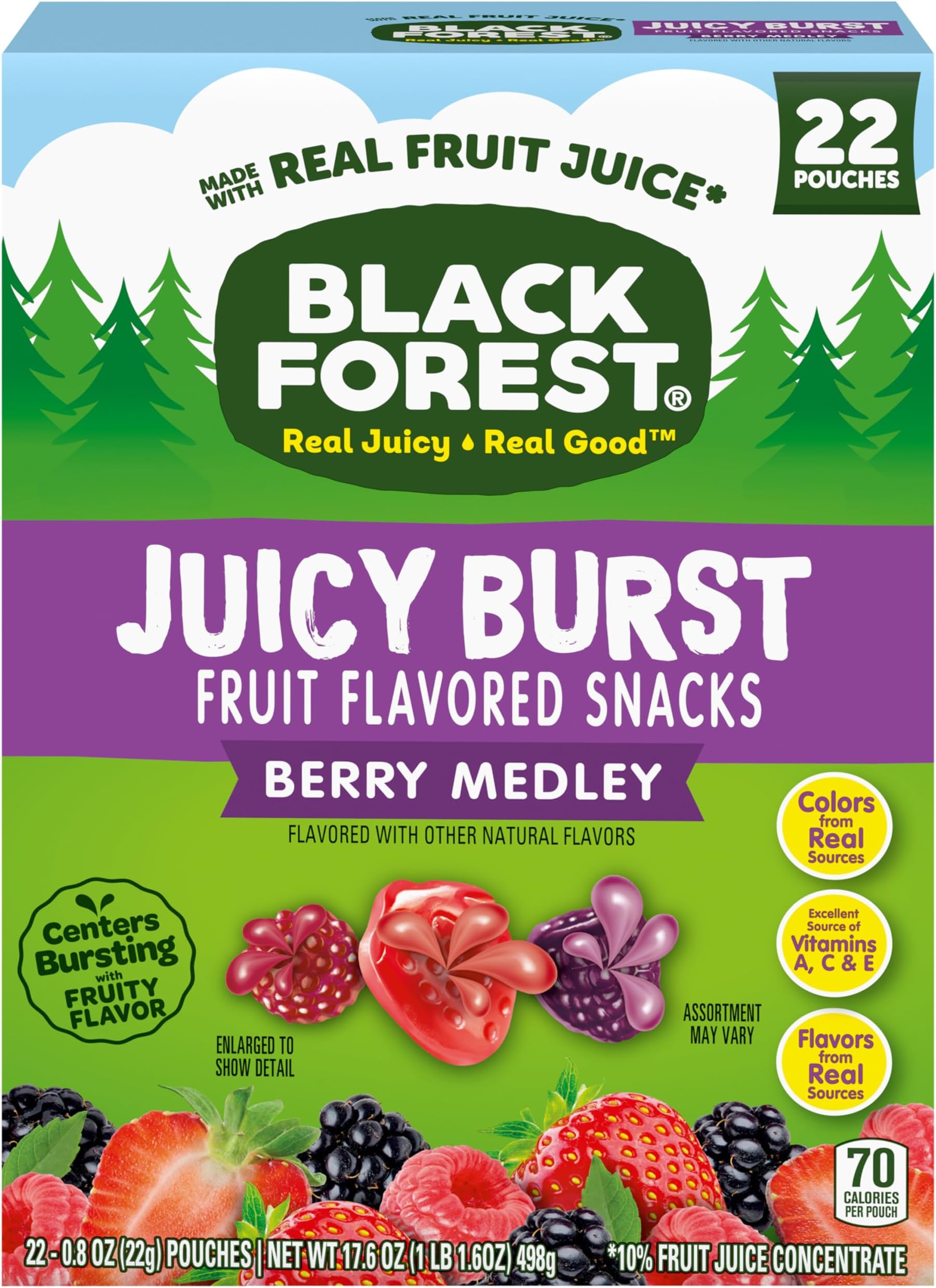 Amazon.com: Black Forest Juicy Burst Fruit Snacks, Berry Medley, 0.8 ...