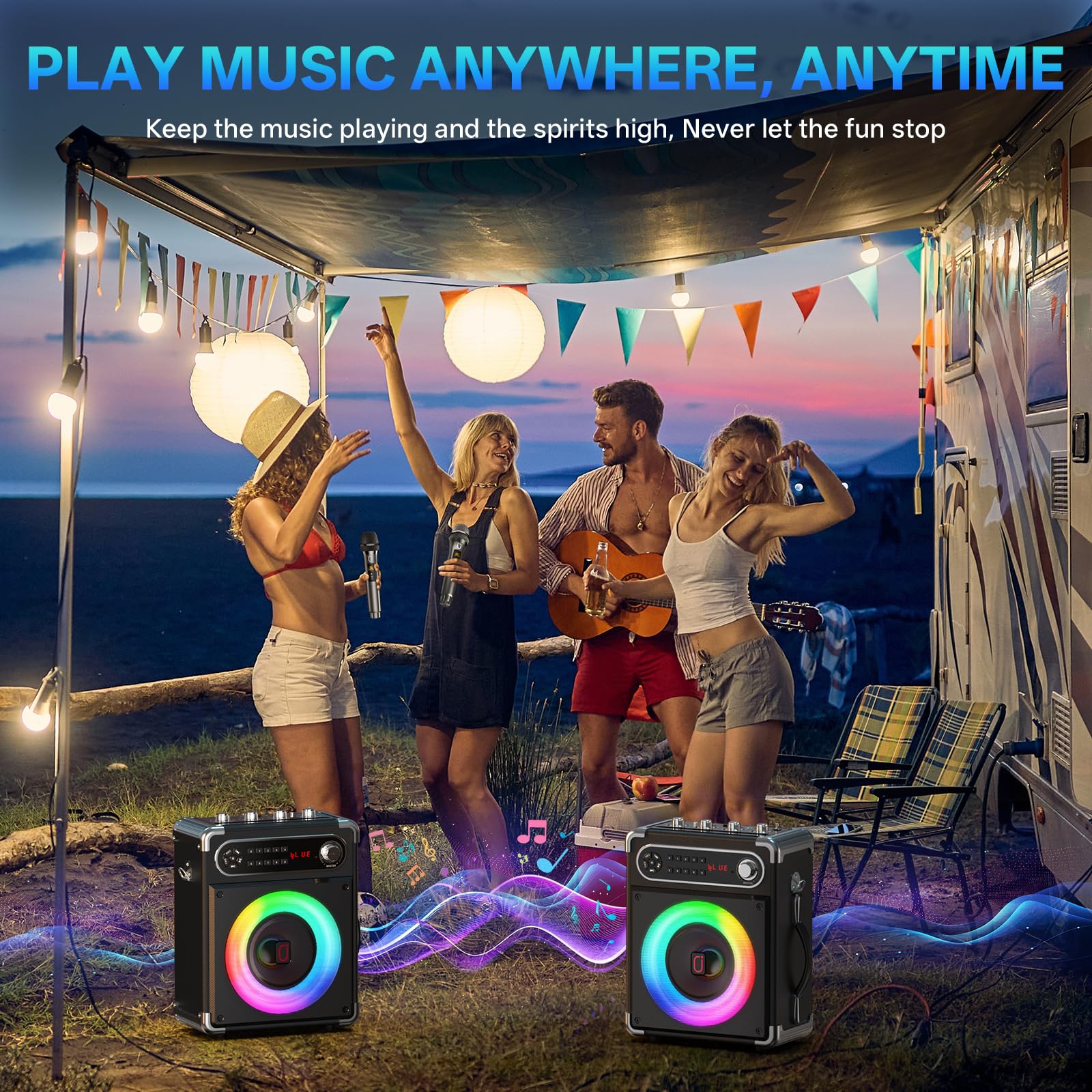 JYX 200W Karaoke Machine with 2 Wireless Microphones, Bass/Treble Control — Amazon image 6