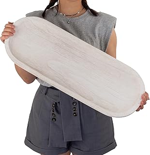 Hanobe Decorative Bowl Large Wooden: 25.5" Extra Long Wood Dough Bowls for Entry Way Table