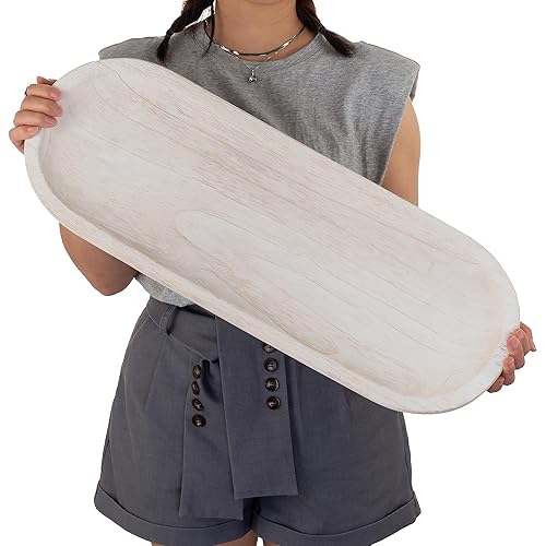 Hanobe Decorative Bowl Large Wooden: 25.5" Extra Long Wood Dough