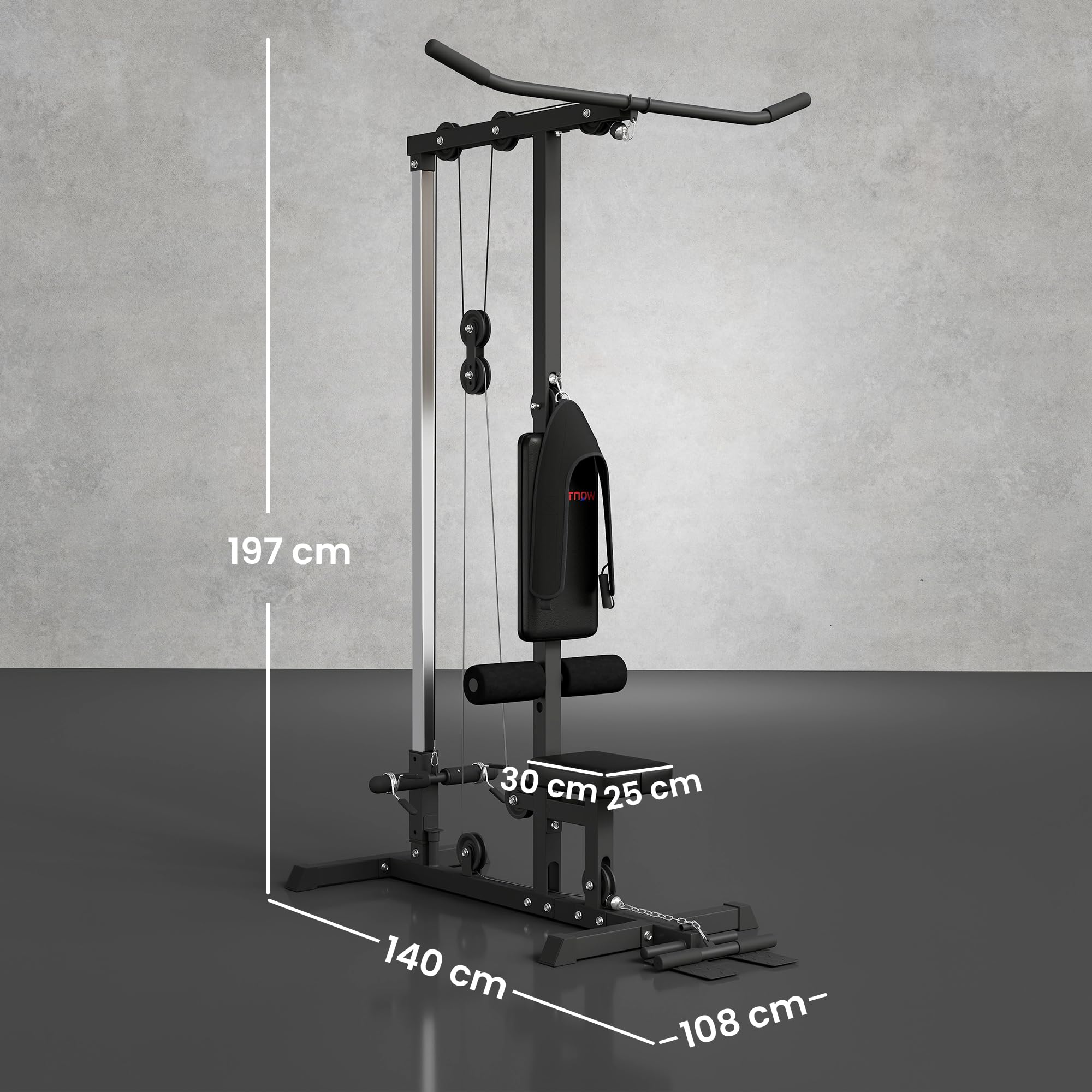 SPORTNOW Station de Musculation - Aosom.FR x FFHandball - Station à Poulie, tirage Poitrine - LAT pulldown Machine - Banc de Musculation, Haut du Corps