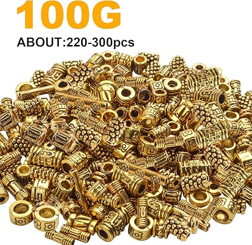 Miniatura 9 de Cuentas espaciadoras de columna de 3.53 oz de estilos variados, tubo de barril de aleación, cuentas espaciadoras sueltas, accesorios para