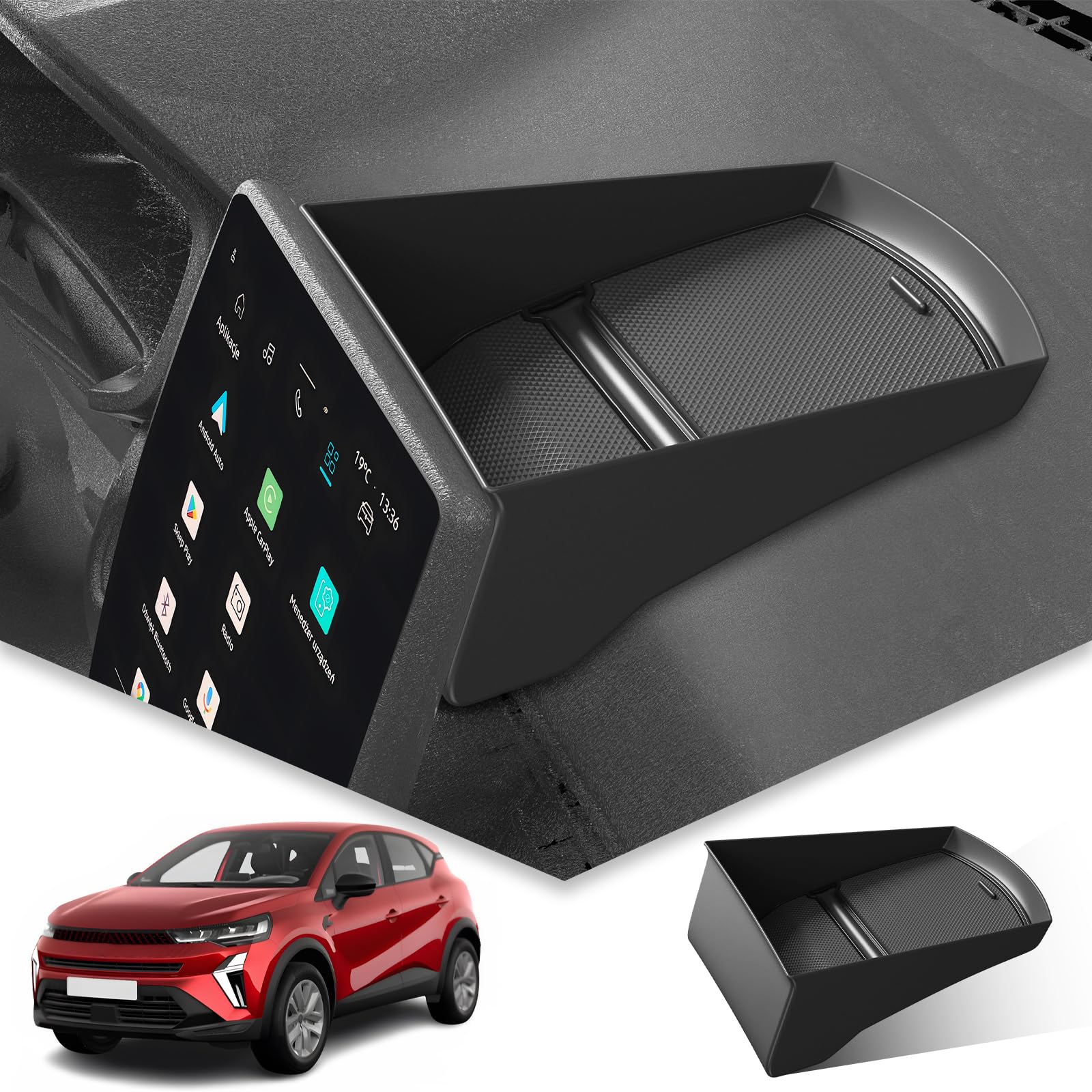 BIBIBO Organizzatore console centrale per R*enault Captur 2 Hybrid E-Tech 2020-2024 (9,3" Easylink), Captur 2 vassoio portaoggetti, vano portaoggetti nella console centrale, vassoio organizzatore