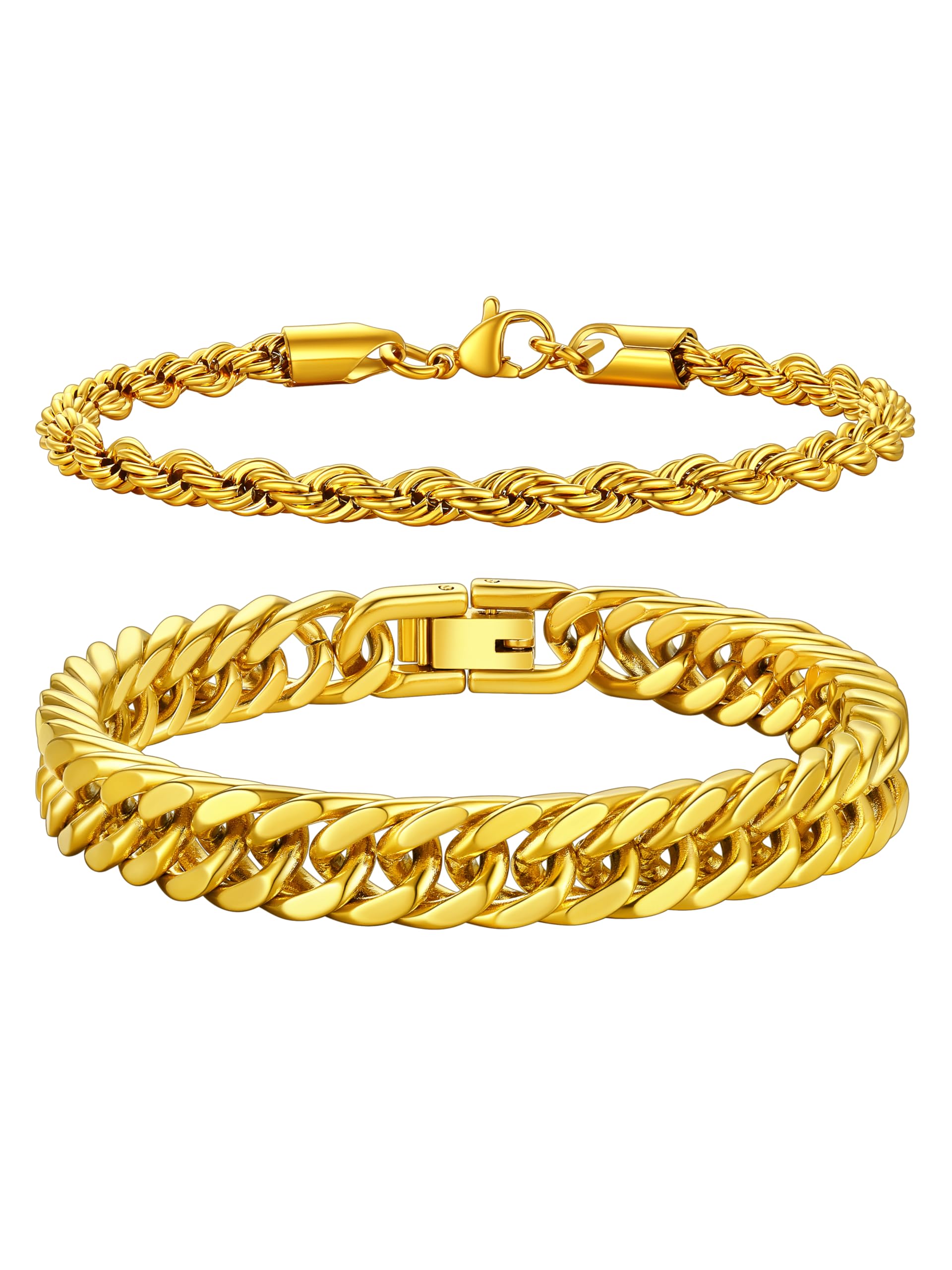 Richsteel 2/3 Piezas Pulseras Hombres de Cadenas Acero Quirúrgico, 19cm 21cm 23cm Largo, Pack de Brazaletes, Buen Peso, Incluye Caja de Regalo Recycled Claim Standard 100