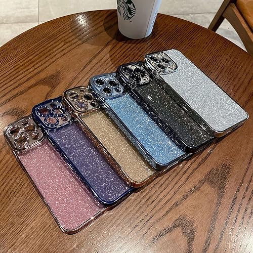 Miniatura 4 de Fycyko Funda compatible con iPhone 12 Pro Max con purpurina, de lujo, linda, flexible, cubierta de protección, protección de cámara, a prueba de
