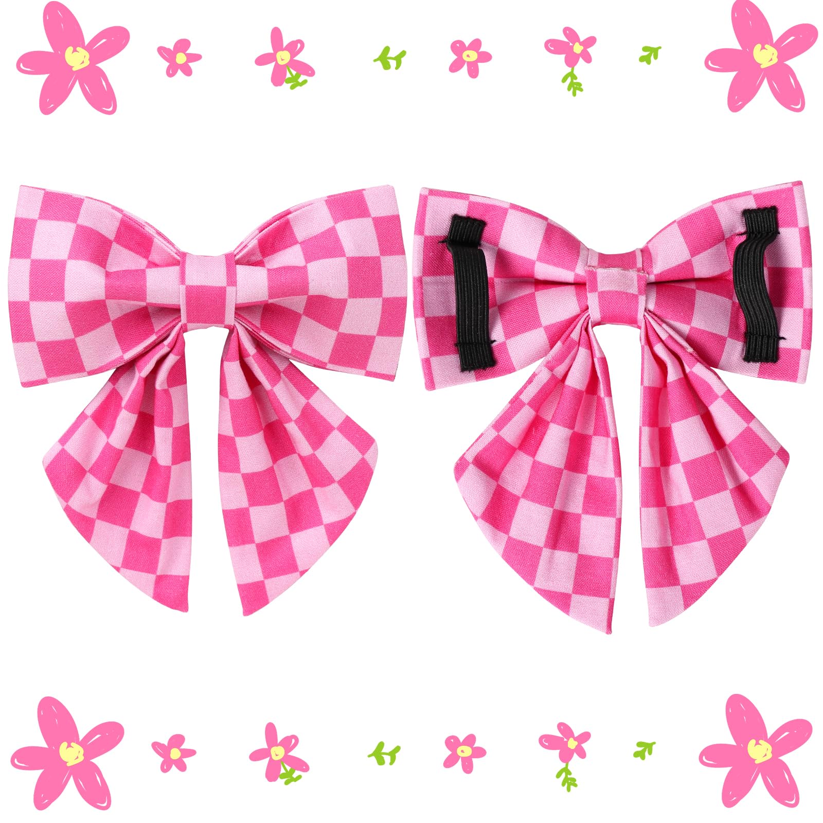 Dog Collar with Bow Tie,UP URARA PUP Pink Plaid Bowtie Dog Collar, Summer Bowtie Collar for Puppy Boy Girl Dog, Comfortable Cotton Dog Collar with Metal Buckle,S,Neck 10-16in, PinkPlaid CS - 4