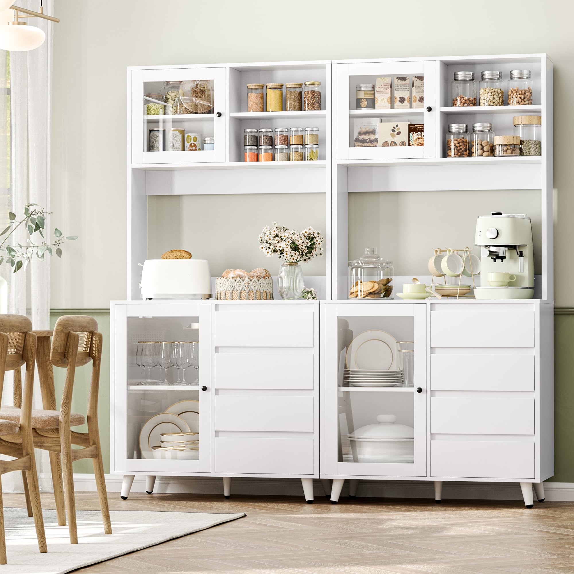 FOREHILL Küchenschrank 180 cm Buffetschrank mit Arbeitsplatte, 4 Schubladen