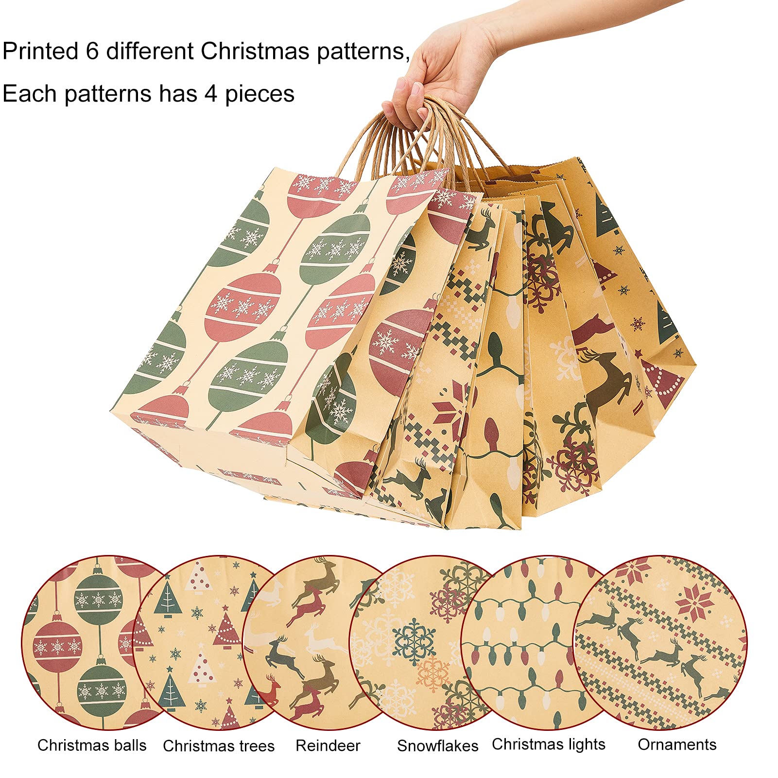 Amazon.co.jp: ギフト用クリスマスバッグ 24個 クリスマス クラフト