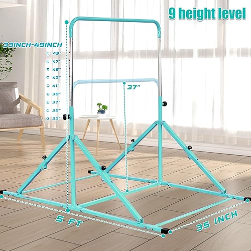 Miniatura 5 de MARFULA Barra de gimnasia plegable mejorada con alfombrilla para niños de 3 a 12 años, capacidad de peso de 200 libras, barra horizontal para niños,