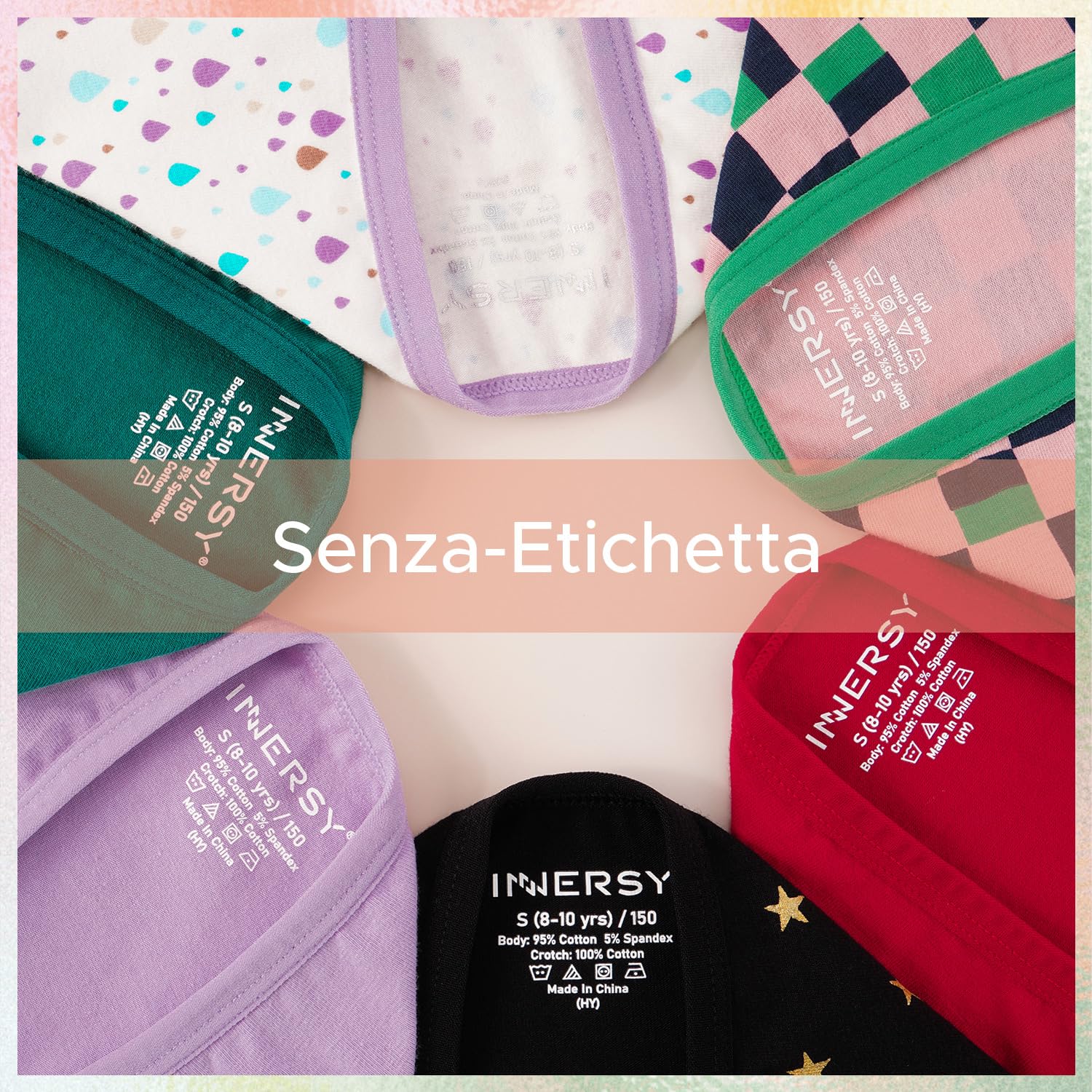 INNERSY Mutande Ragazza Adolescenti in Cotone Morbidi Slip Vita Media Intimo 10-16 Anni Pacco da 6