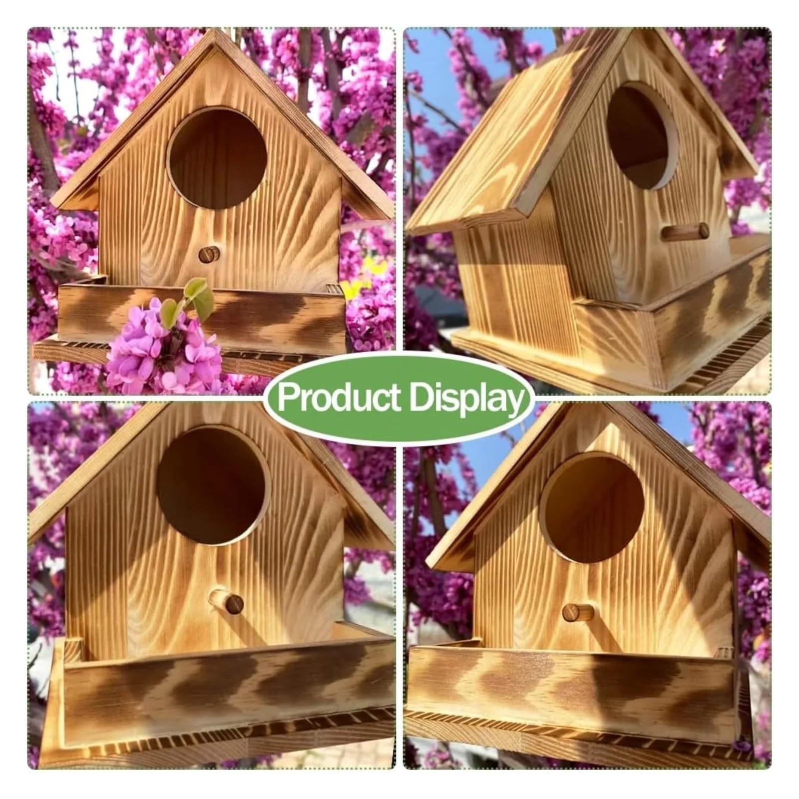 Nistkasten Deko Vogelhaus Mit Futterkrippe Holz Vogelhäuschen Outdoor Wildvogelhaus Papagei Schwalben(Color 3)