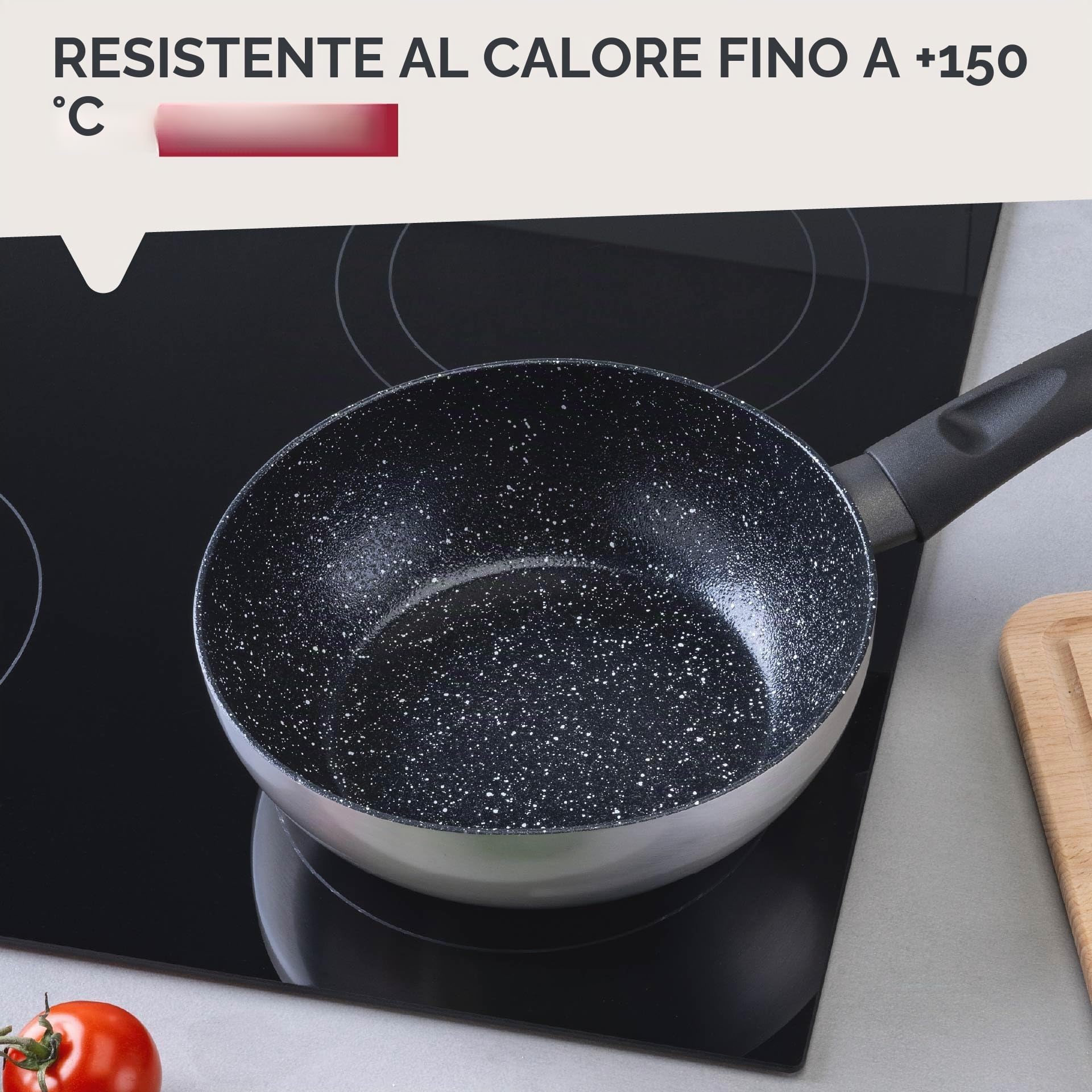 FACKELMANN Padella per wok Essential Crisp, Ø 20 cm, in alluminio riciclato con rivestimento antiaderente in ceramica, perfetta per pasta, verdure e riso