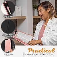 Vista 4 de Christian Art Gifts Funda de piel sintética para mujer, diseño floral rosa y dorado para mujer: Todo a través de Cristo - Filipenses 4:13 Escritura