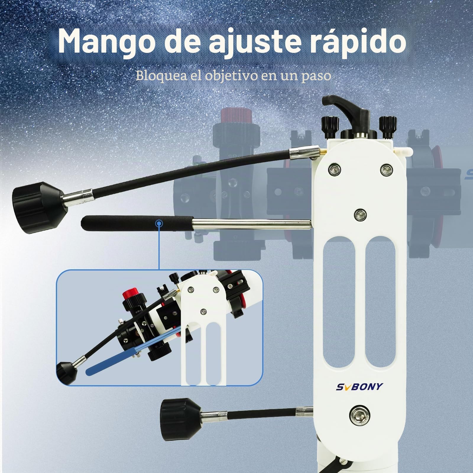 SVBONY SV225 - Montura altazimutal, de ángulo, ajustable, capacidad de carga 10 kg, estructura hueca CNC, ajuste fino, accesorios de telescopio con engranaje de velocidad variable
