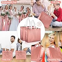 Vista 7 de Paquete de 72 bolsas de regalo reutilizables con asas, brillantes, reutilizables, bolsas de comestibles, bolsas de mano para boda, dama de honor