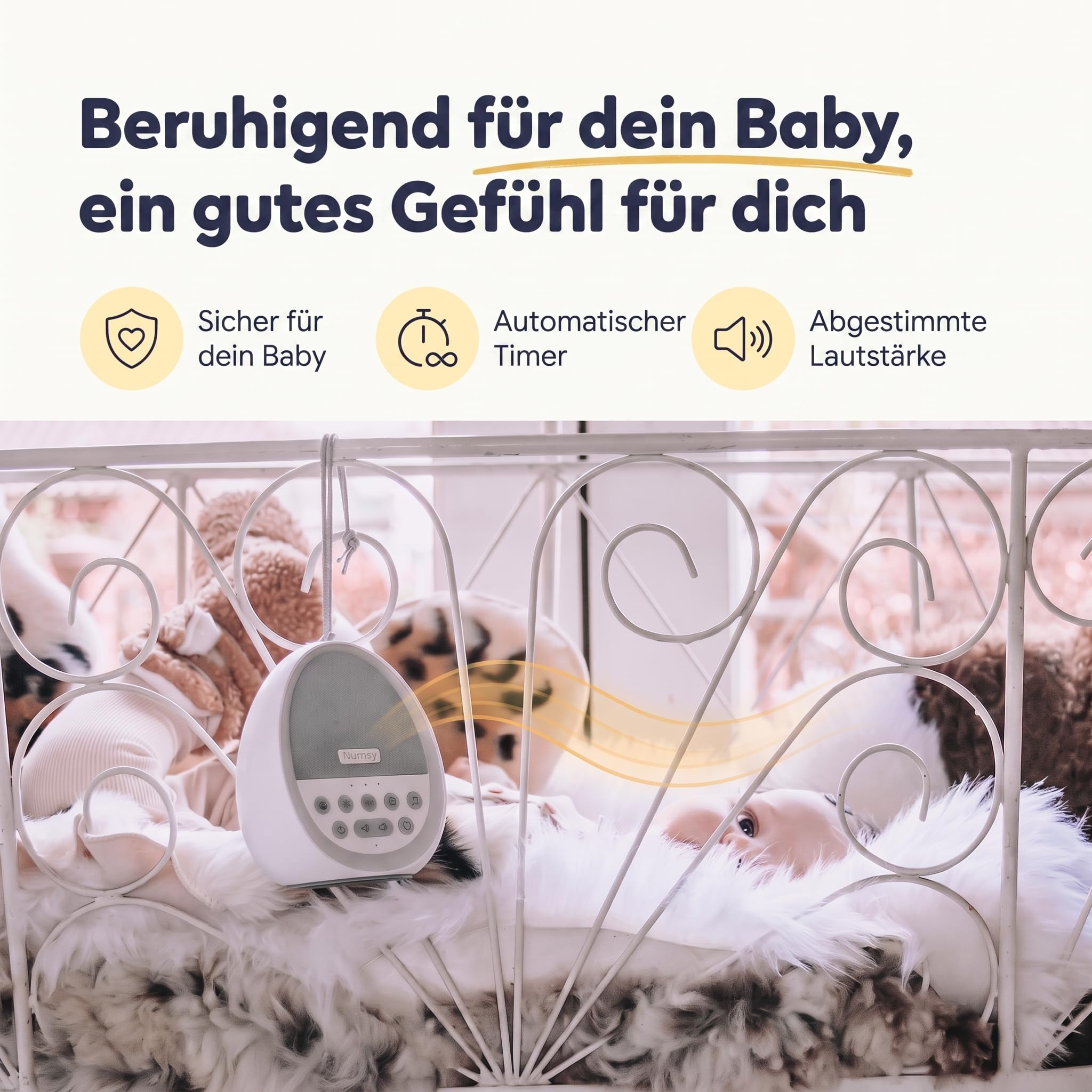 Numsy Calm White Noise Machine Baby mit Nachtlicht - Einschlafhilfe Baby