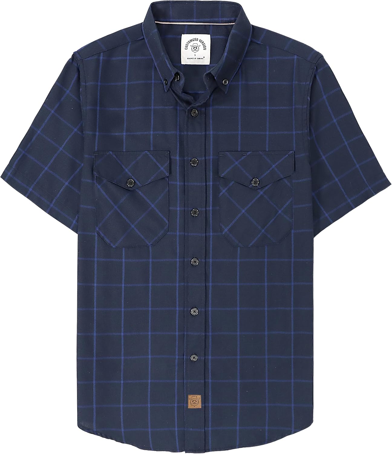 Dubinik® Mens Short Sleeve Button Down Two Pockets Soft Vintage Regular Fit Vintage Fishing Casual Shirts