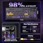 AJAZZ AK980 V2 Pro Mechanical Keyboard, 10000mAh Battery & Dual 8K Tri-Mode Gaming Keyboard with LCD Screen & Metal Knob, Hot Swappable Creamy Keyboard,for Win/Mac(Purple,Lychee Switch)