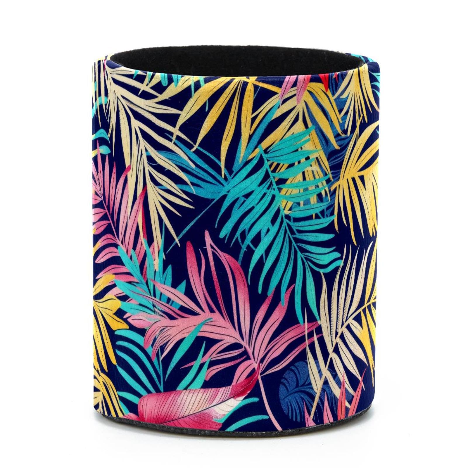 VAPOKF Round Pencil Holders for Desk, Artistic Leaves Pen Holders Pen Pot Makeup Brushes Storage Desktop Stationery Supplies Organiser for Home Office