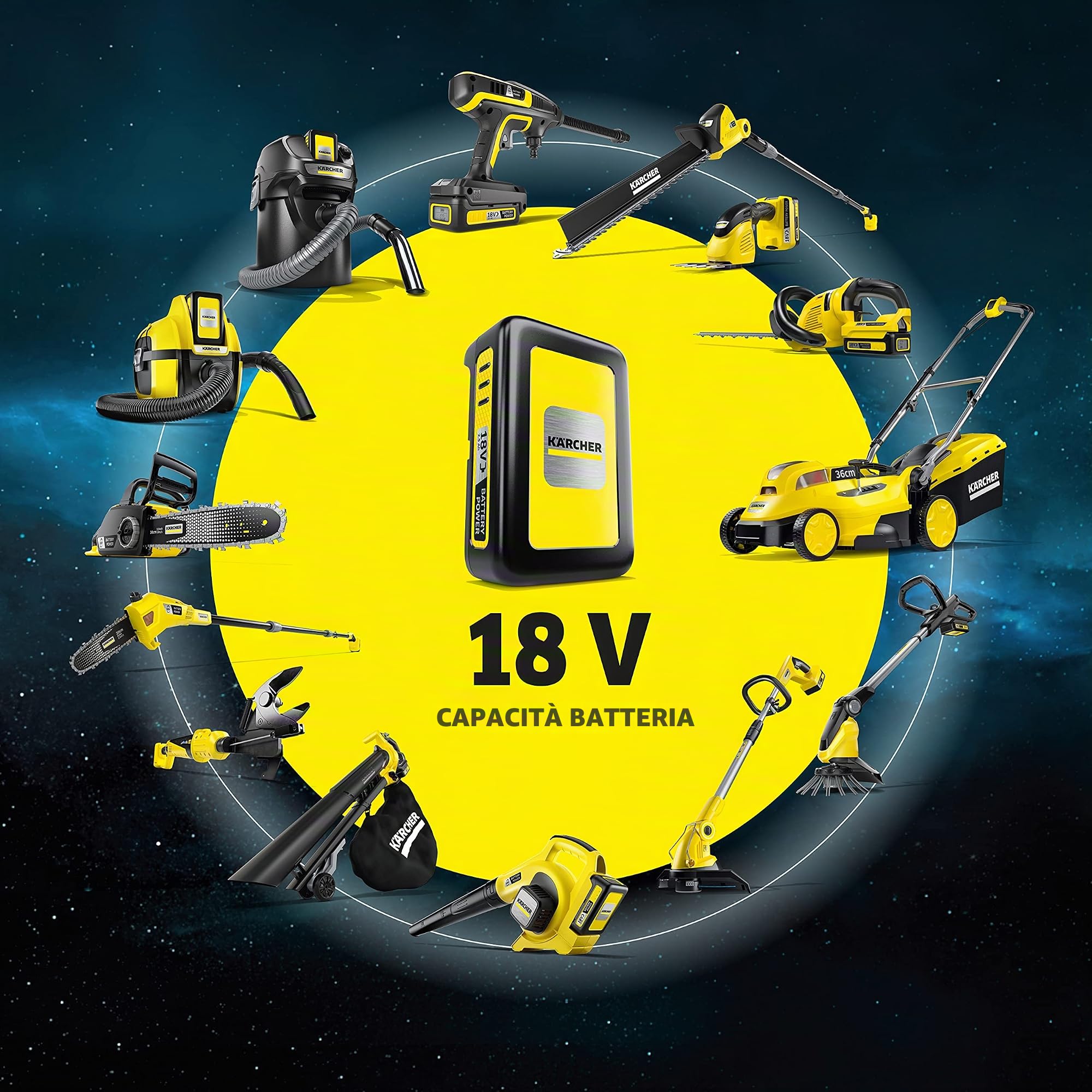 Kärcher 2.445-034.0 Battery Power Batteria di ricambio 18/25, 18 V, Compatibile con tutte le macchine a Batteria da 18 V, 18 volts, Giallo/Nero