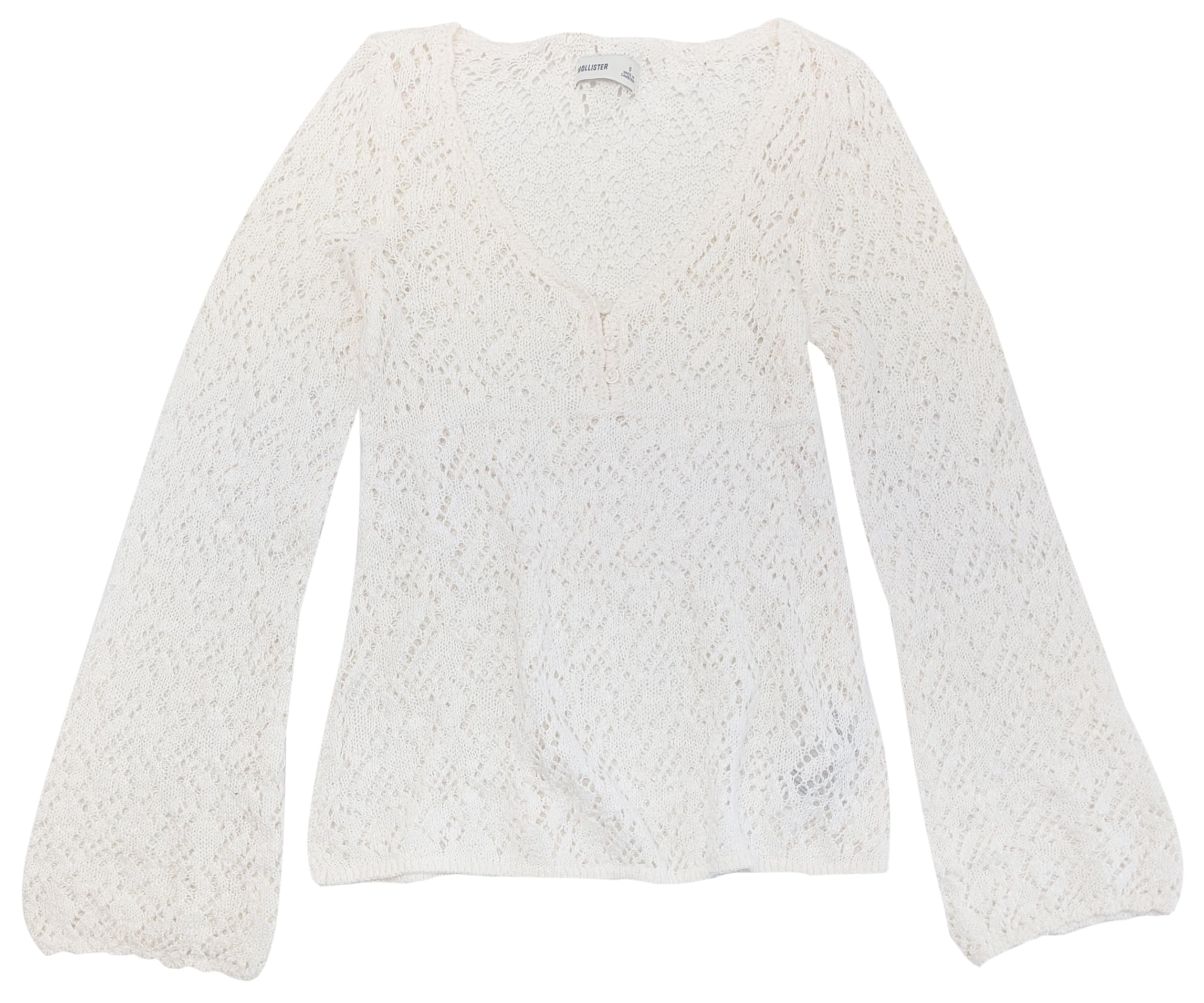 Hollister Women's V-Neck Super Soft Crochet Tunic Sweater (Slim Fit) How-6