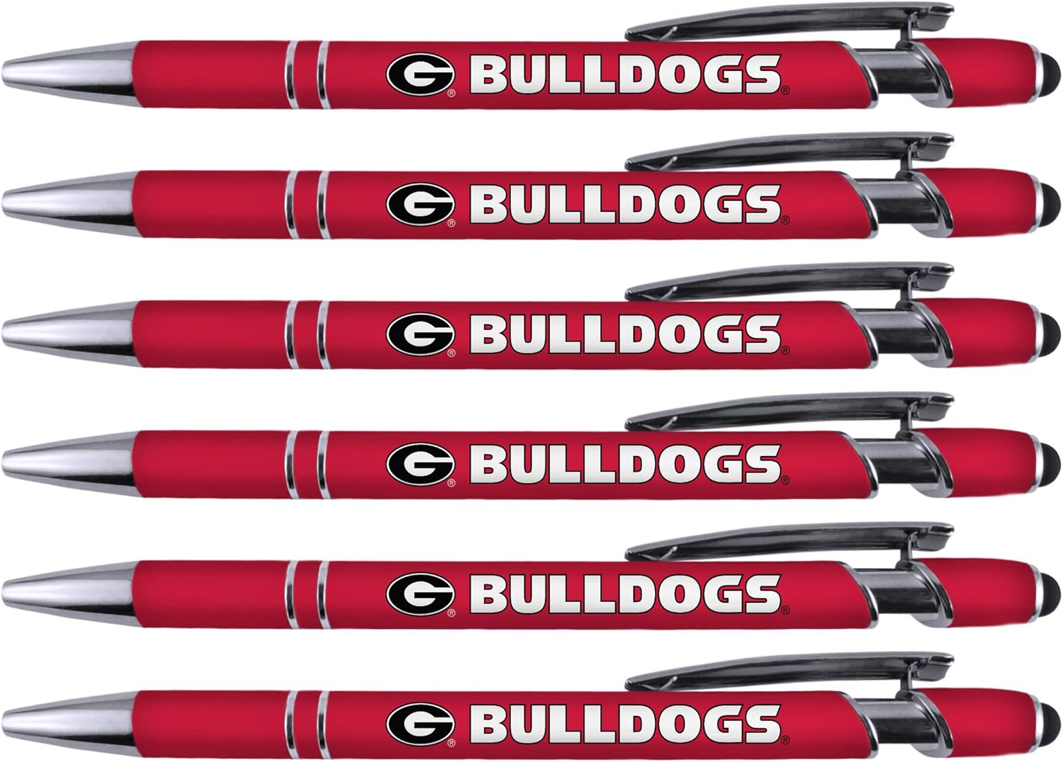 Greeting Pen Georgia Soft Touch Coated Metal Pen - 6 Pack 30504 - Smooth Black Ink, Officially Licensed Product, Ideal University of Georgia presents, Stocking Stuffer or Alumni Keepsake