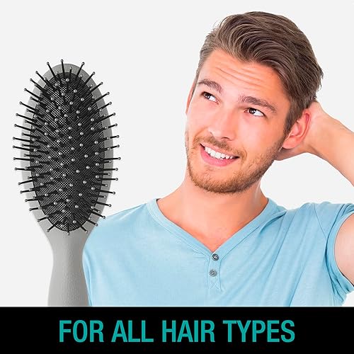 Miniatura 9 de Conair MAN Cepillo de pelo para hombre, cepillo de pelo para hombre para cepillado diario con cerdas de alambre y base de cojín, cepillo para todo