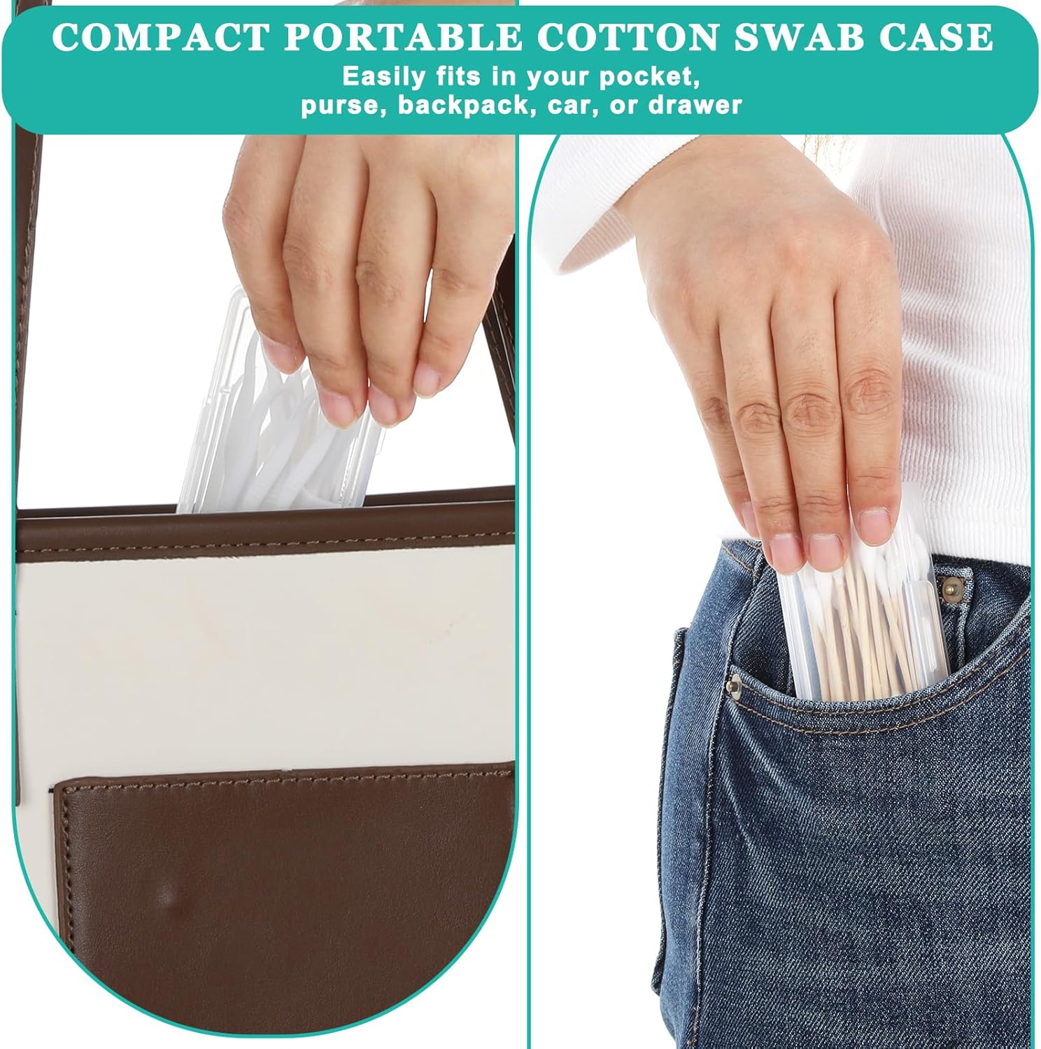 2PCS Cotton Swab Holder for Travel, Floss Picks Case, Portable Small Dental Floss Holders, Cotton Swab Boxs Travel Storage Case, Dental Toothpick Holder for Cottons Buds Hair Ties Flosss - Image 5