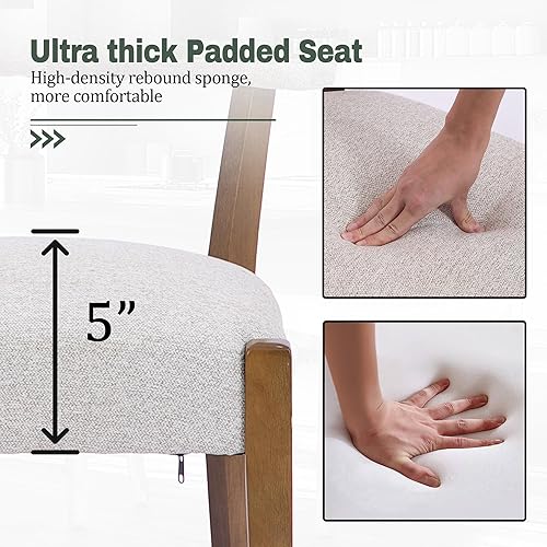 Miniatura 3 de Juego de 8 sillas de comedor modernas, sillas tapizadas de nogal para cocina y comedor, sillas de comedor de madera modernas de mediados de siglo,