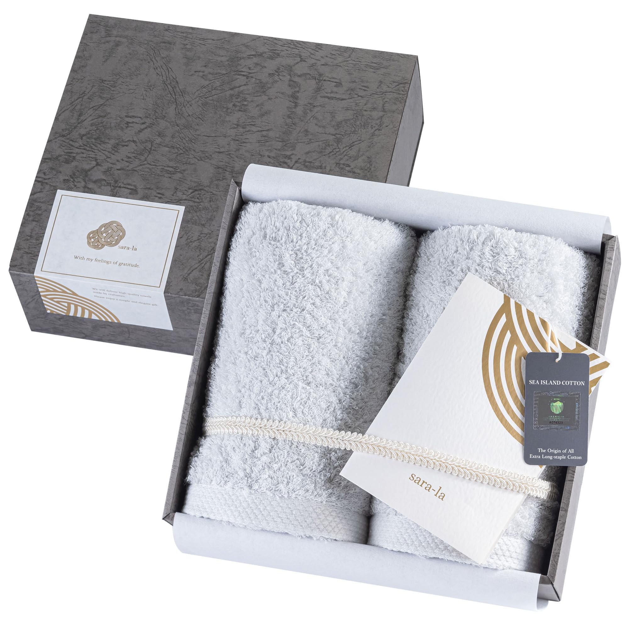 Sara-la Face Towels, 2-Piece Set, Gray