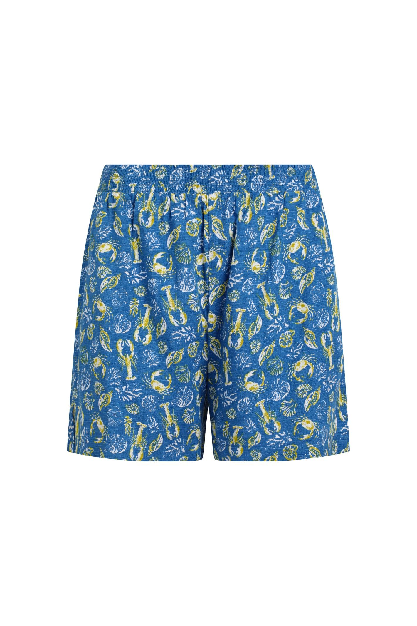 Weird Fish Women's Mid Blue Kanada Printed Viscose Shorts In | Size: 10