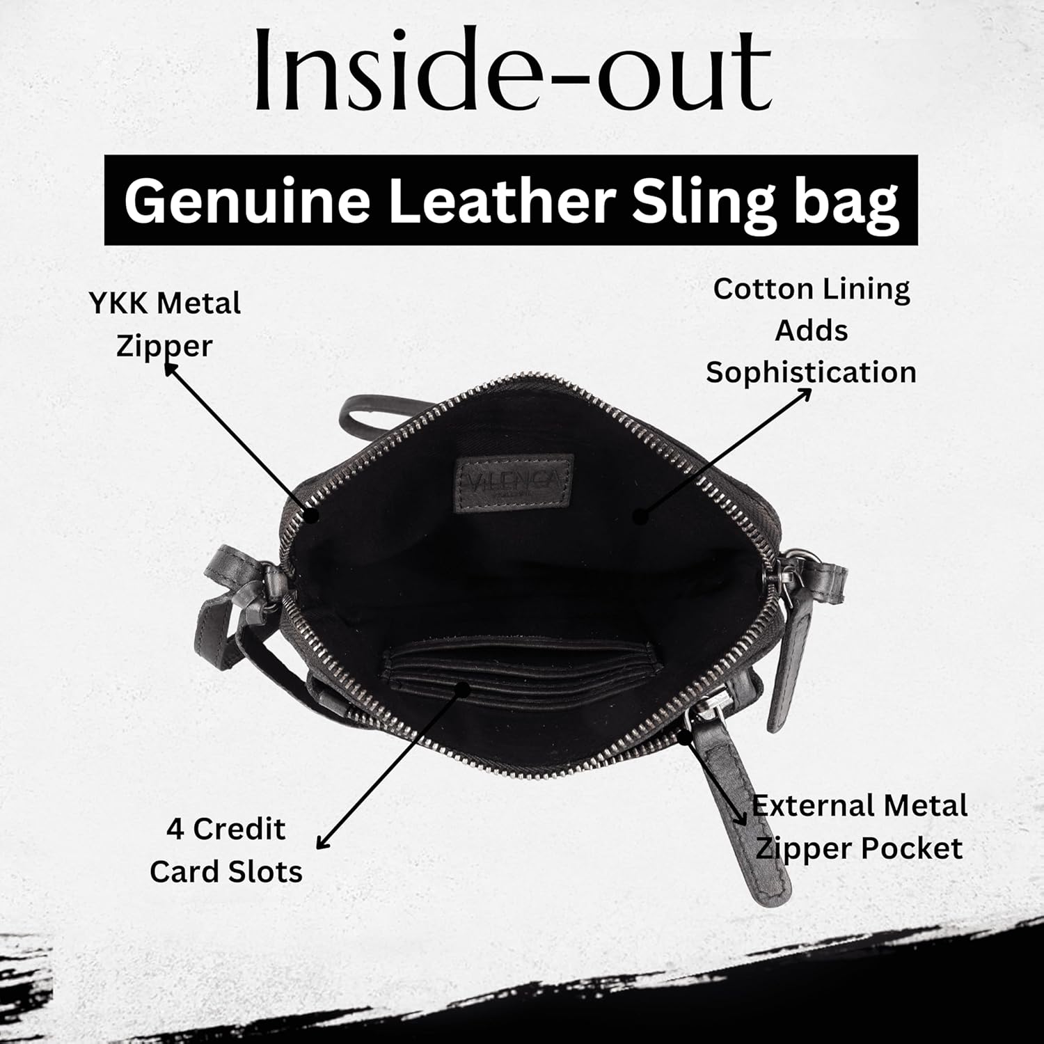 Genuine Italian Leather Small Crossbody Sling Bag RFID Protected Trendy Casual Office with Adjustable Strap - Image 4