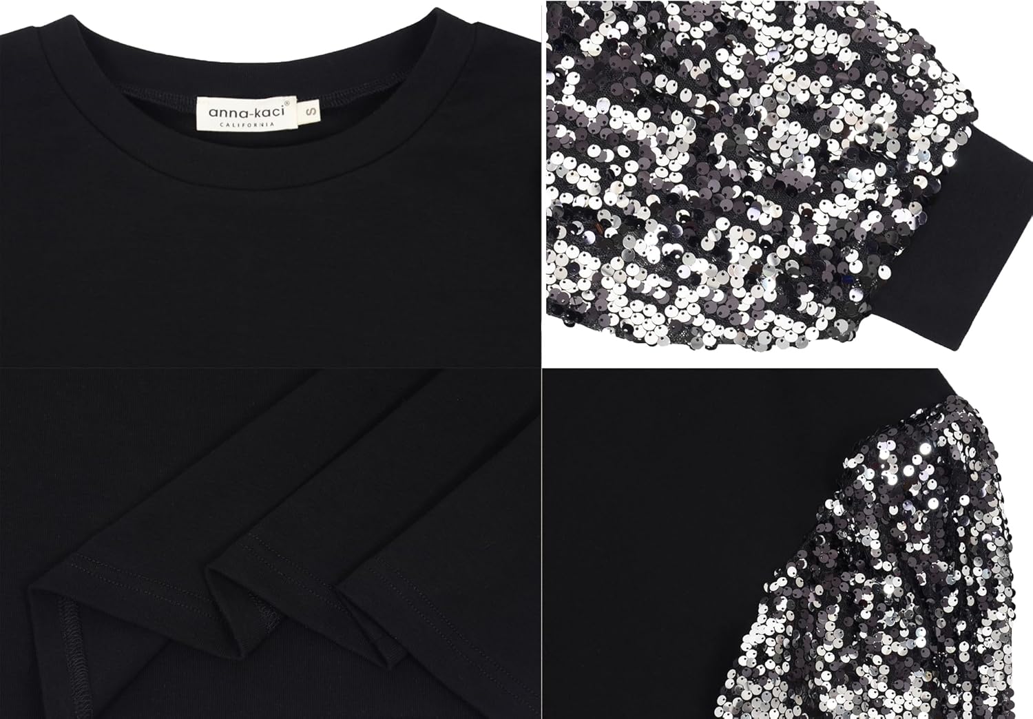 Anna-Kaci Womens Long Sleeve Sequin Party Bodycon Dress Cocktail Sparkle Wedding Evening Clubwear A Line Mini Short Dress - Image 5