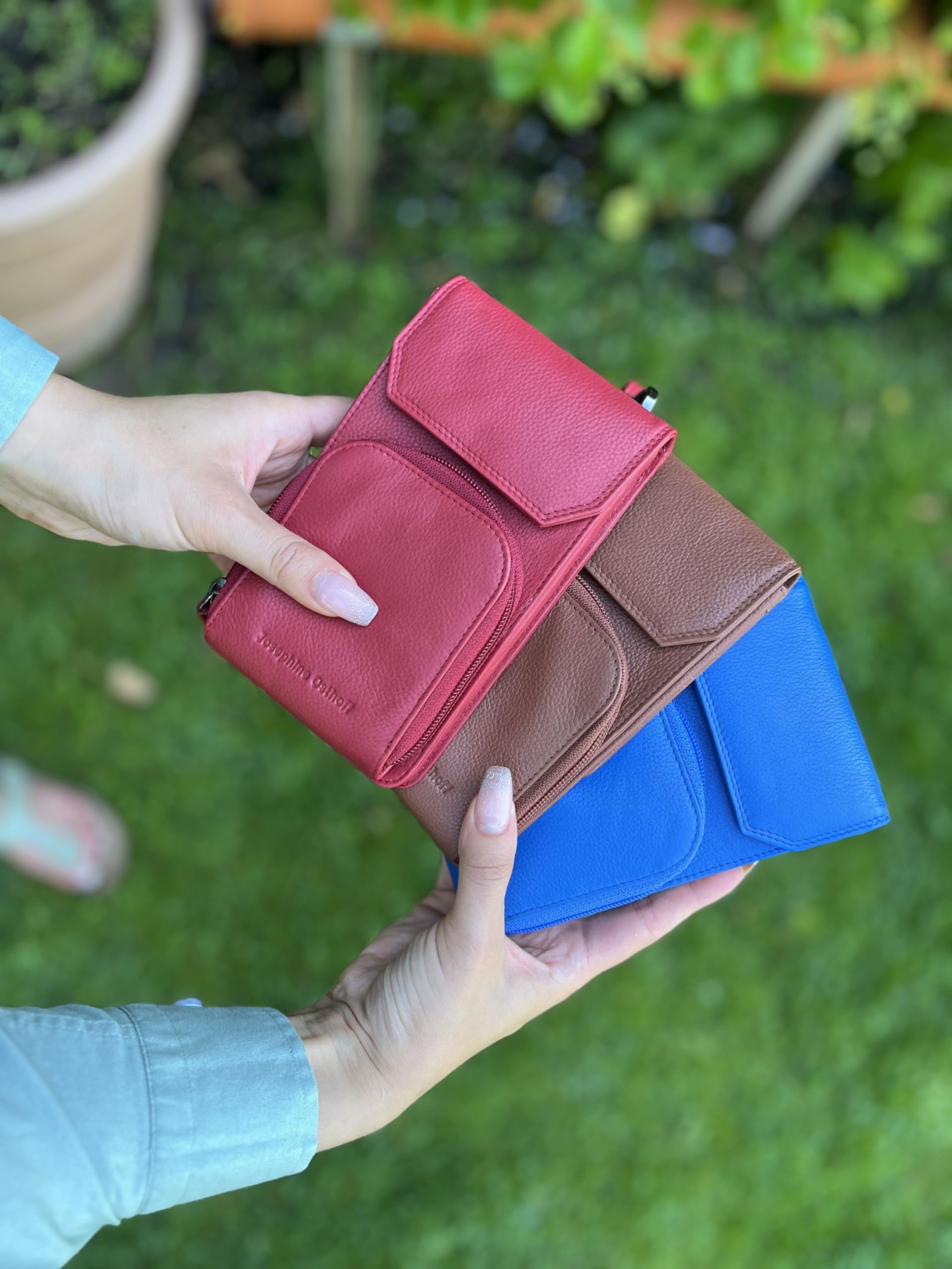 Torebka na telefon komórkowy do zawieszenia damska mała, prawdziwa skóra, torba na ramię na telefon komórkowy, smartfon, torba z ochroną RFID, zamek błyskawiczny Crossbody (100), czarny, 17 x 10 x 4 cm