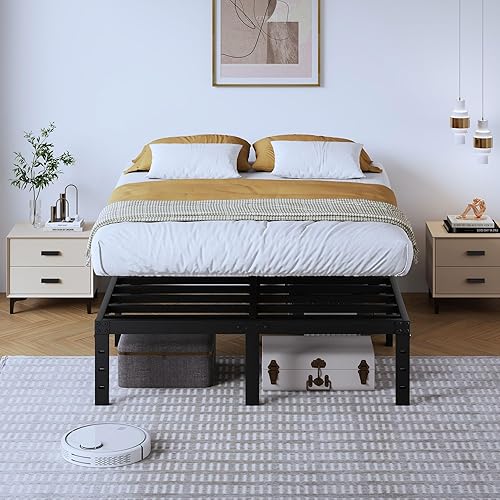Miniatura 9 de Full Metal Bed Frame - 14 Inch Tall Heavy Duty Bedframe Black Basic Steel Slats Platform No Box Spring Needed/Easy Assembly/Noise Free