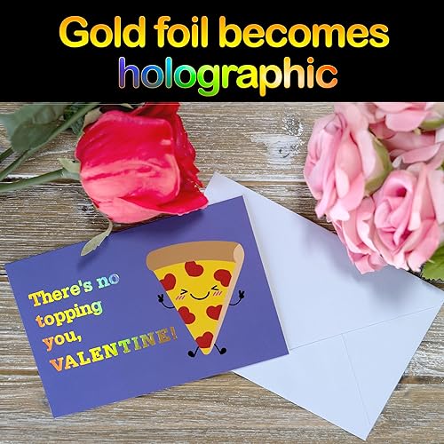 Miniatura 3 de 24 tarjetas de San Valentín de lámina dorada para niños, 4 x 6 pulgadas con 8 diseños únicos, calcomanías y sobres, perfectas para intercambios en