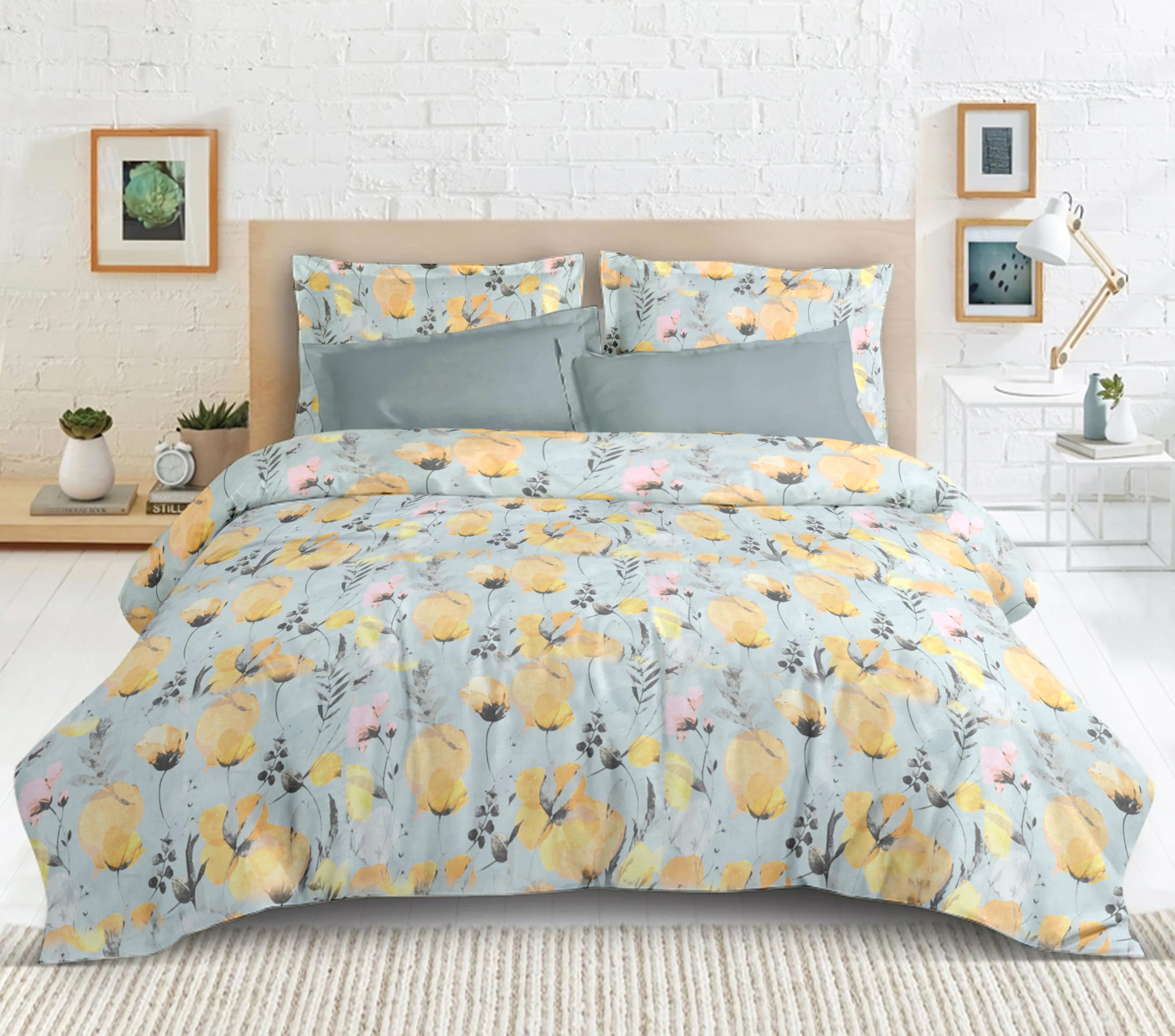 Enchant Home Satin Glory Pure Cotton Queen Size Bedsheet for Double Bed | 1 Cotton Bed Sheet Double Bed (90x100 Inches) with 2 Pillow Covers | 200 TC Bed Sheet Double Bed (Orange Geometrical) (B0D94NYTQB) Amazon Price History, Amazon Price Tracker