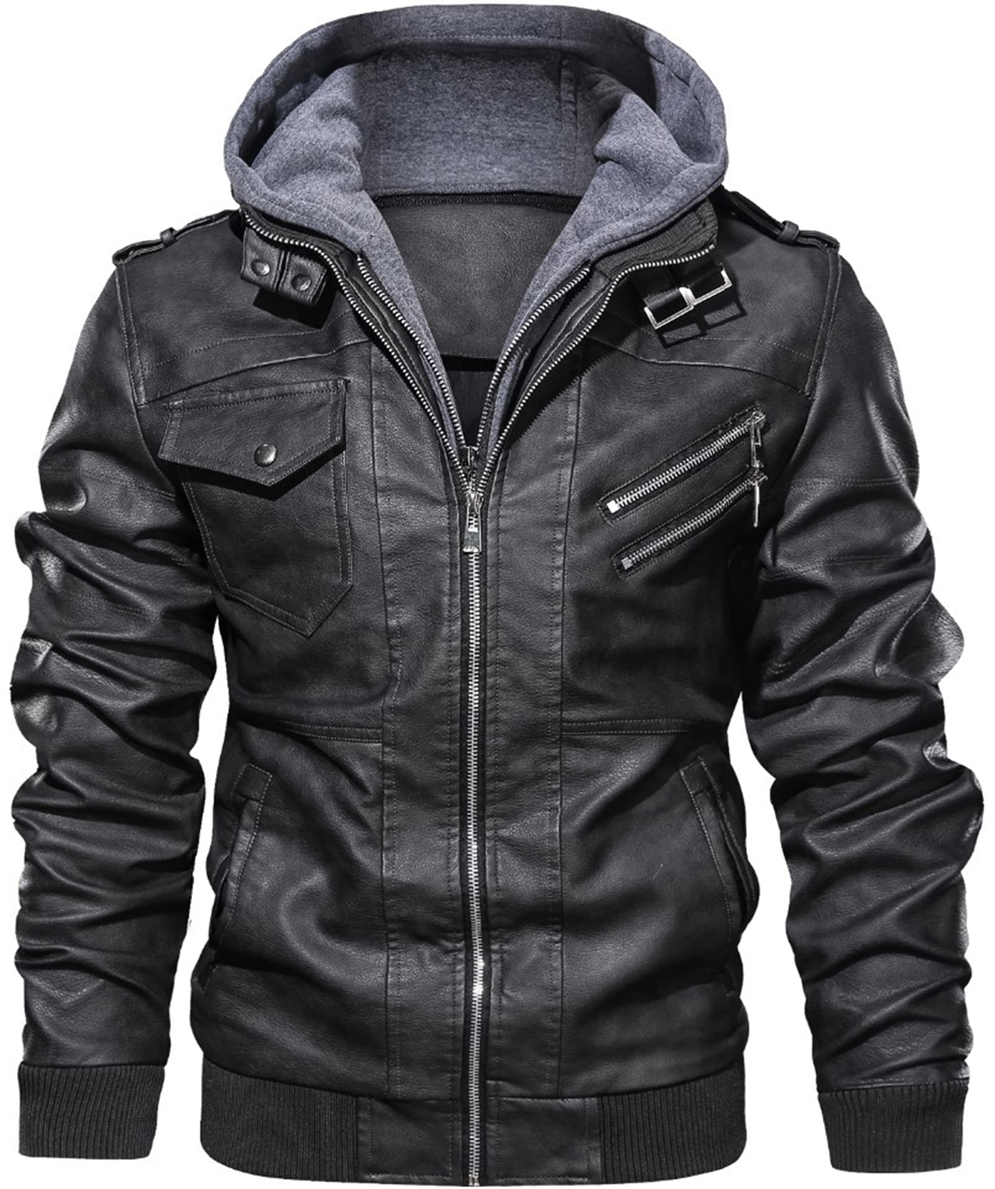 LABEYZON Men's Leather JacketAutumn Winter Vintage Motorcycle Biker