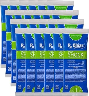 Rx Clear Mega Shock | 73% Calcium Hypochlorite | Kills Algae in Swimming Pools | Works As Pool Sanitizer Clarifier and Algicide | One Pound Bags | 24 Pack